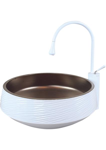 Pure Aztek Beyaz Bakır Tezgah Üstü Çanak Lavabo Wc-905