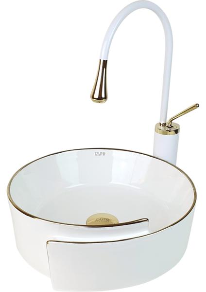 Pure Beyaz Gold Tezgah Üstü Çanak Lavabo Wg-303