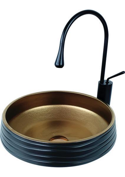 Pure Aztek Siyah/Bakır Tezgah Üstü Lavabo Bc-906