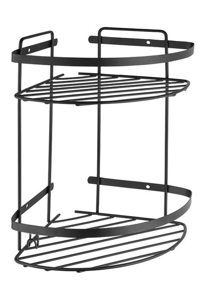 18x18 2 Katlı Köşe Şampuanlık SS304 Mat Siyah