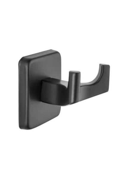 kare ıkılı bornoz askılık mat sıyah 71723-2m