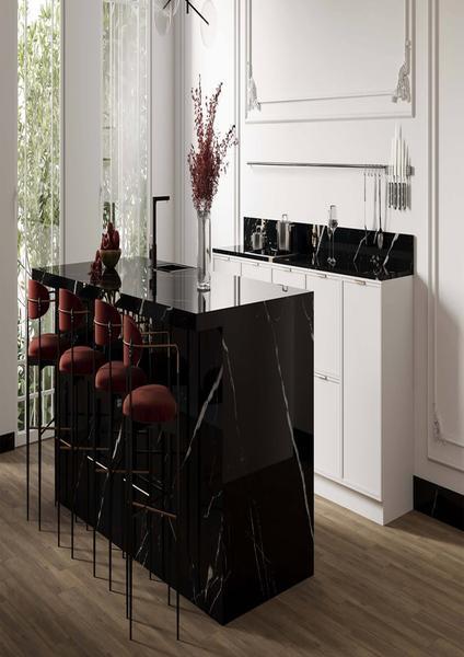 biQslab Black Calacatta 80x320 cm Slab Porselen