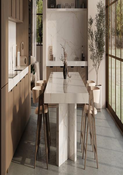 biQslab Calacatta Miele 80x320 cm Slab Porselen