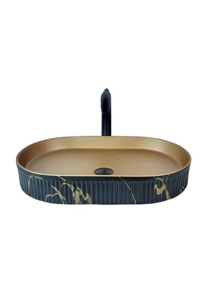 Marmo Sıyah Gold Tezgahüstü Çanak Lavabo Mr-112