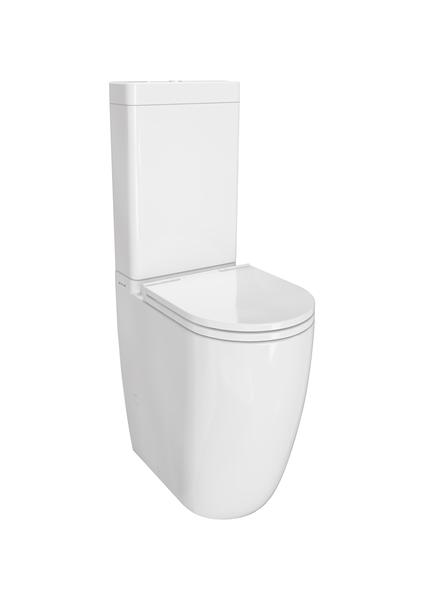 S55 Round Takım klozet seti,Kanalsız, duvara tam dayalı, 63 cm,taharet borulu, yavaş kapanır, kolay sök-tak, beyaz